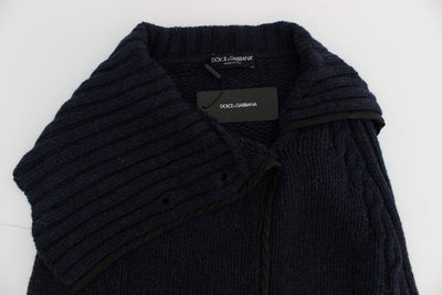 Blue Knitted Oversize Cape Sweater