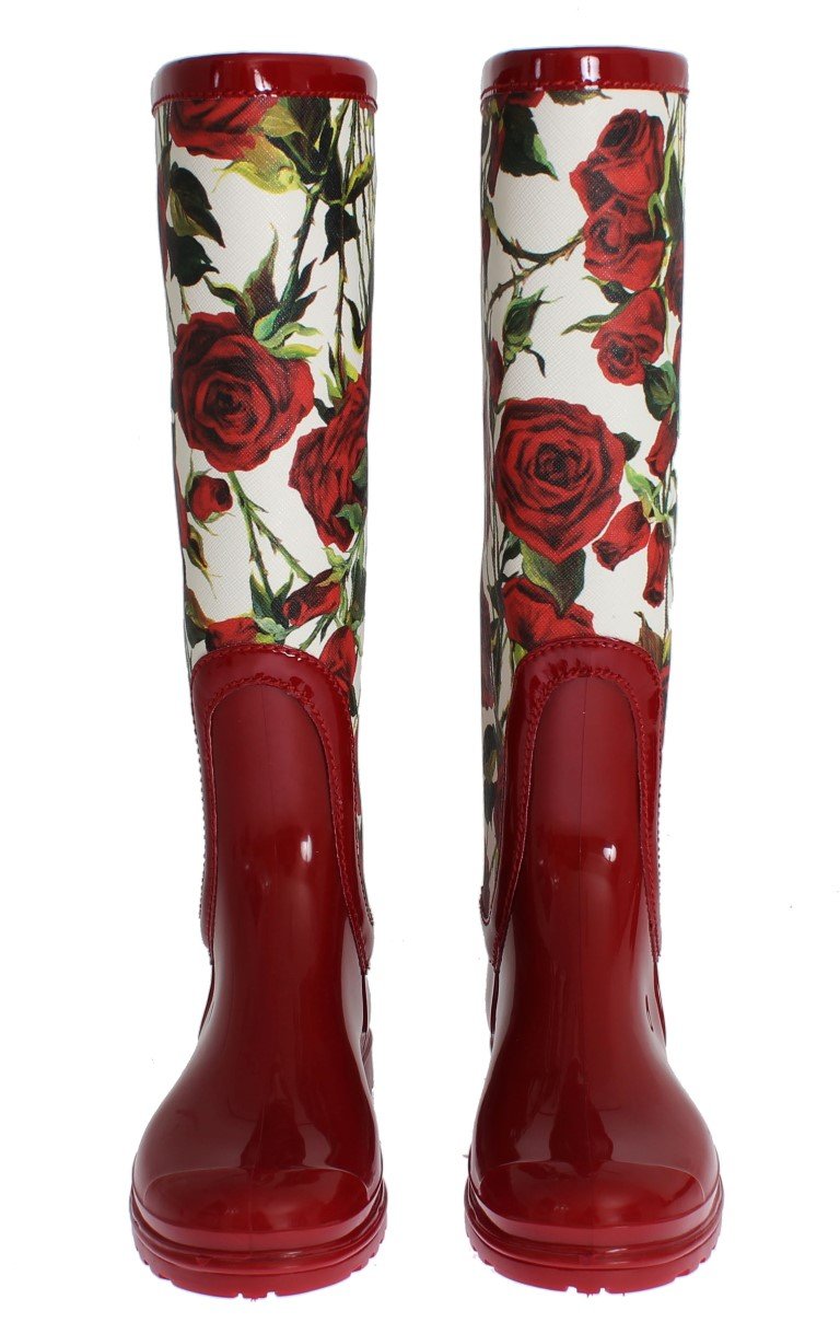 Red Roses Rubber Rain Boots