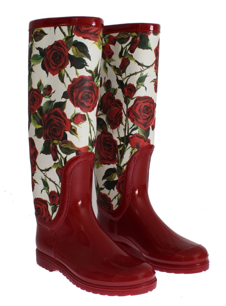 Red Roses Rubber Rain Boots