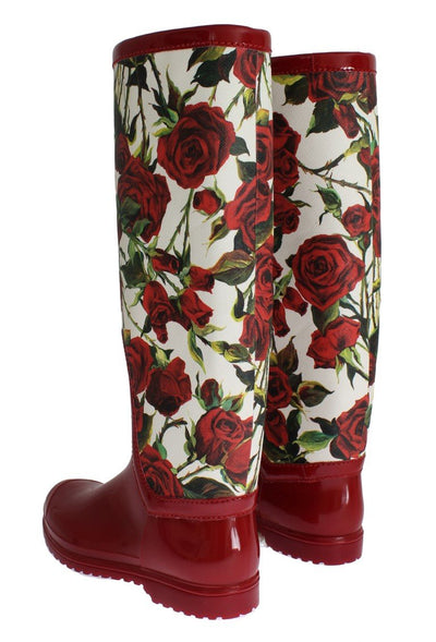 Red Roses Rubber Rain Boots