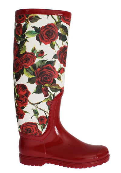 Red Roses Rubber Rain Boots