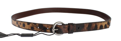 Brown Leopard Print Silver Buckle Belt