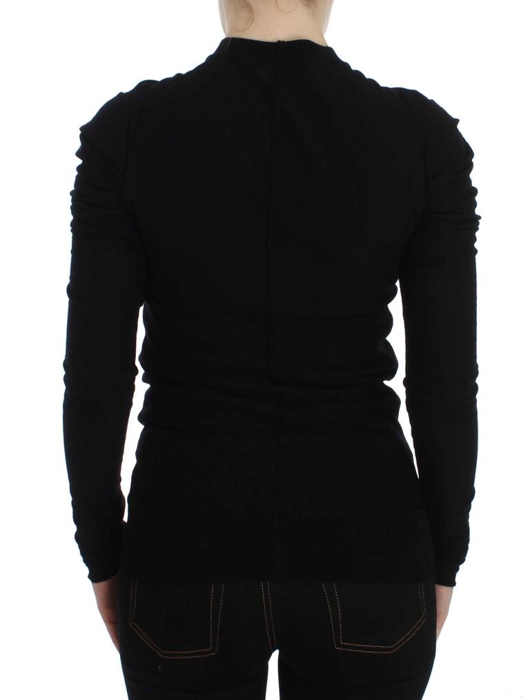 Black Wool Long Sleeve Cardigan Sweater
