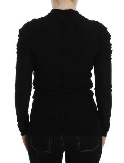 Black Wool Long Sleeve Cardigan Sweater