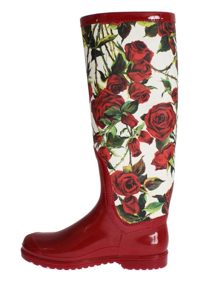 Red Roses Rubber Rain Boots