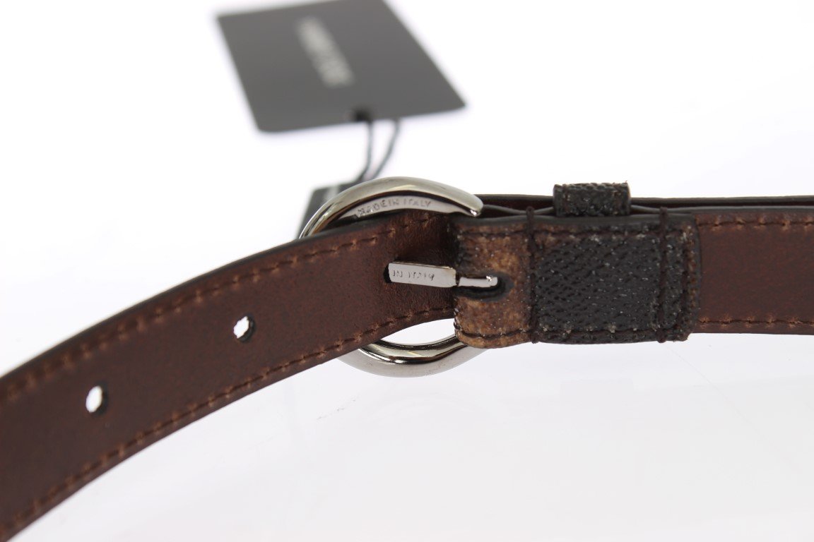 Brown Leopard Print Silver Buckle Belt