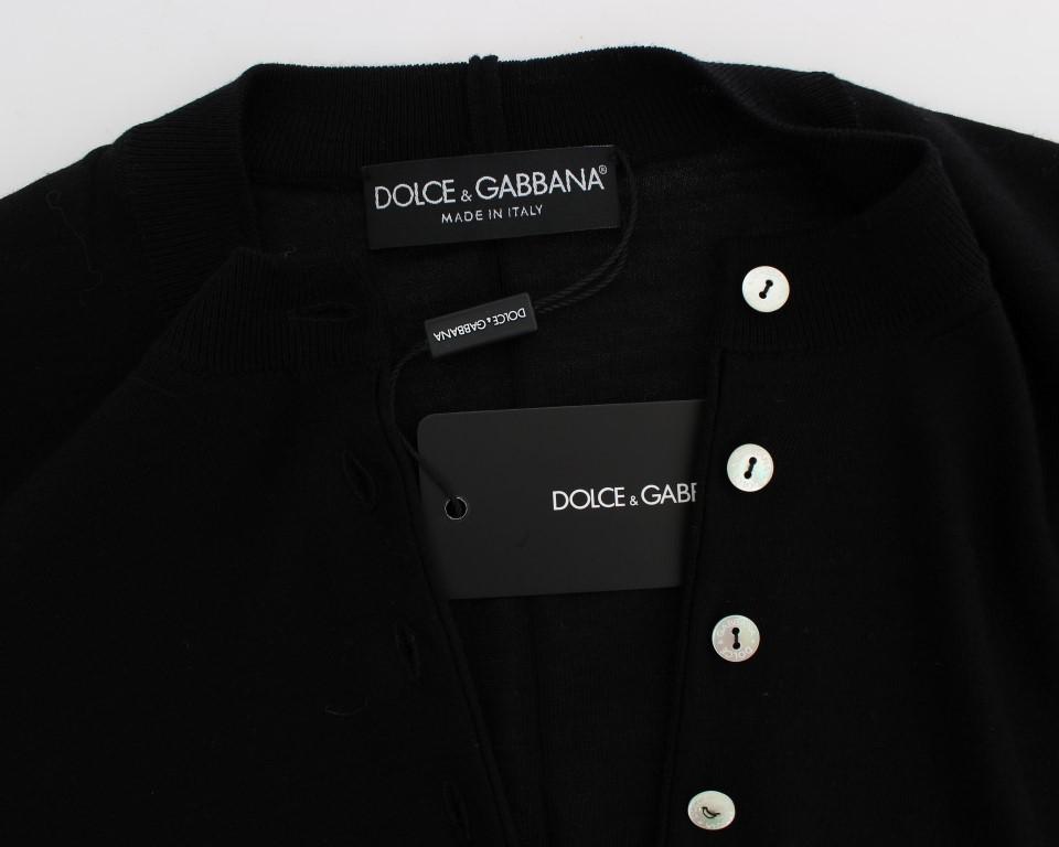 Black Wool Long Sleeve Cardigan Sweater