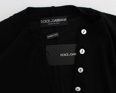 Black Wool Long Sleeve Cardigan Sweater
