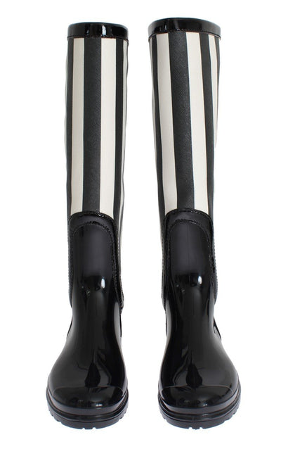 Black White Rubber Rain Boots