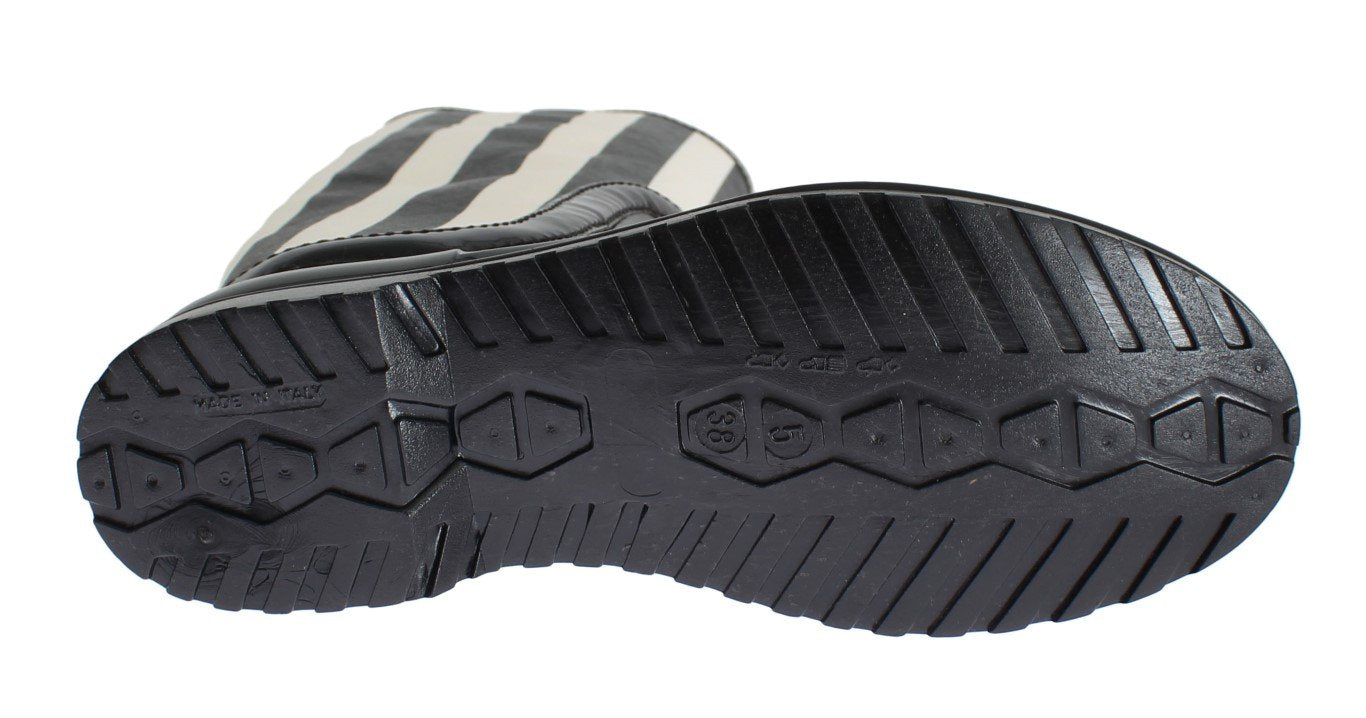 Black White Rubber Rain Boots