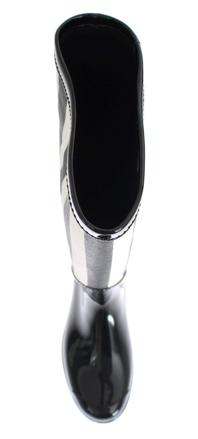 Black White Rubber Rain Boots