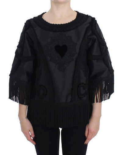 Black Torero Heart Fringes Blouse