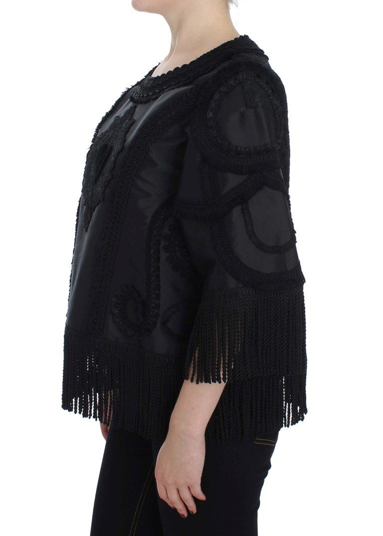 Black Torero Heart Fringes Blouse