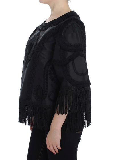 Black Torero Heart Fringes Blouse