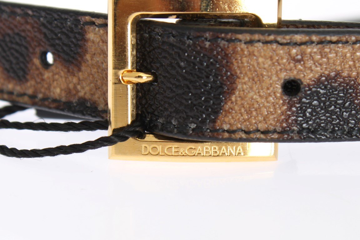 Brown Leopard Print Gold Buckle Belt