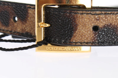 Brown Leopard Print Gold Buckle Belt