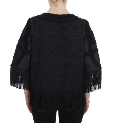 Black Torero Heart Fringes Blouse