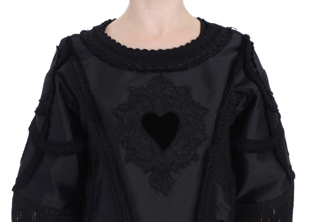 Black Torero Heart Fringes Blouse