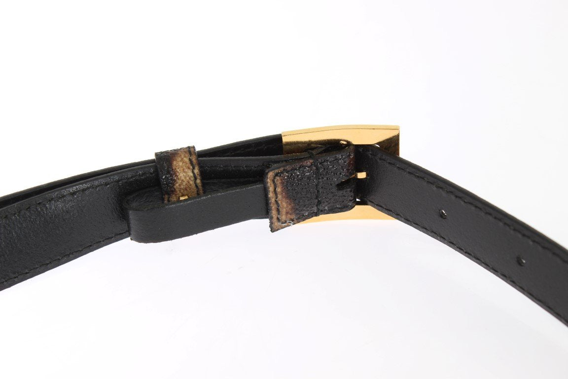 Brown Leopard Print Gold Buckle Belt
