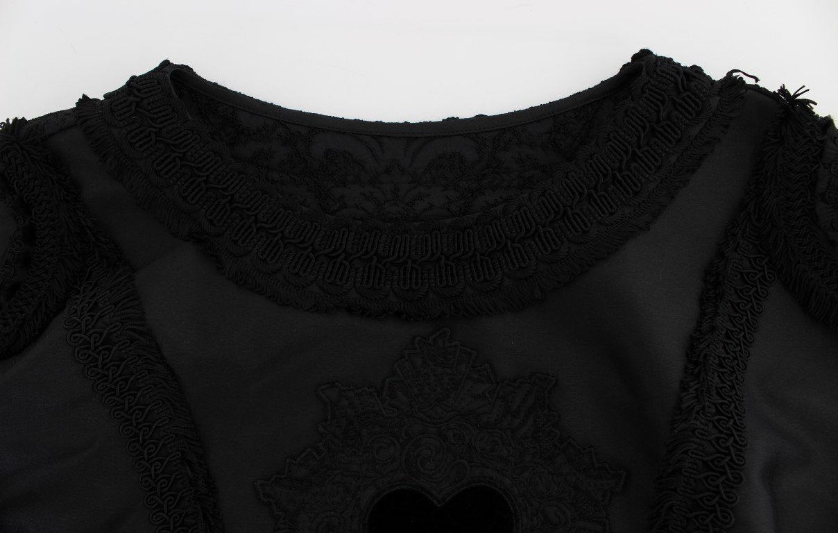 Black Torero Heart Fringes Blouse