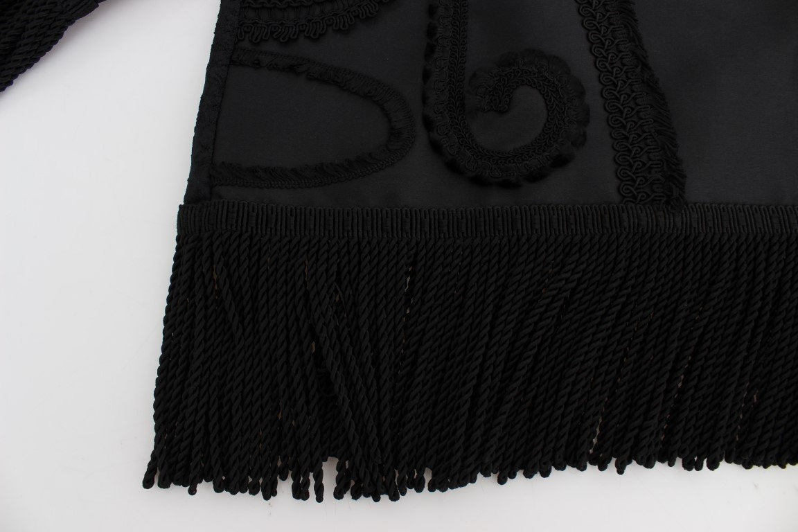 Black Torero Heart Fringes Blouse