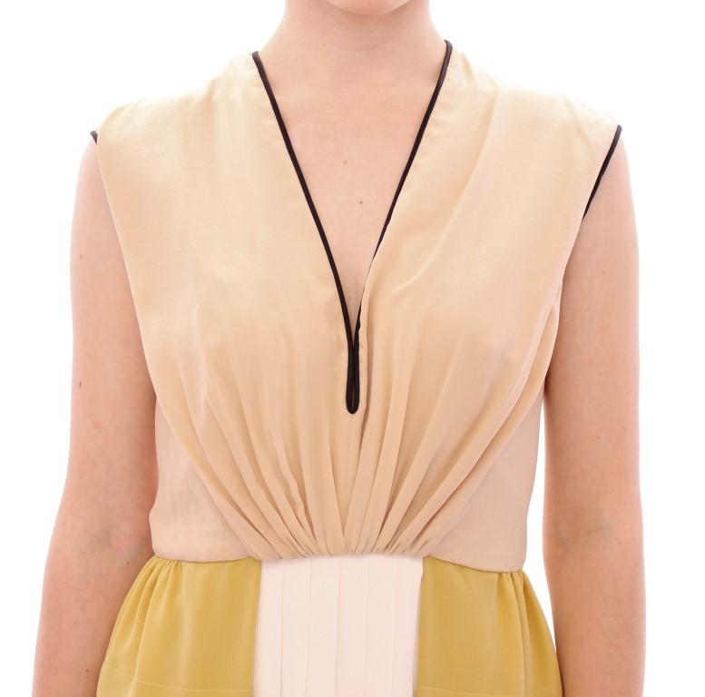 Multicolor Silk Sleeveless Above Knees Dress