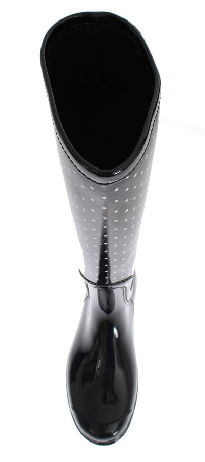Black Polka Rubber Rain Boots