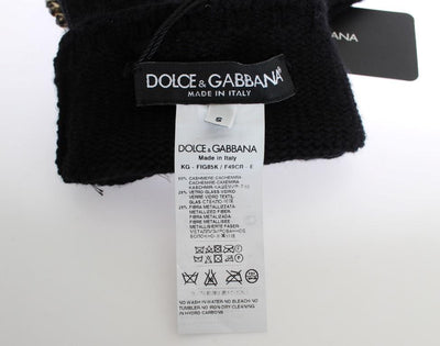 Black Cashmere Crystal Finger Less Gloves