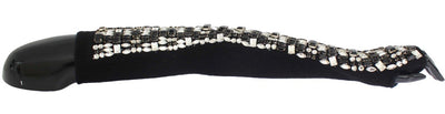 Black Cashmere Crystal Finger Less Gloves