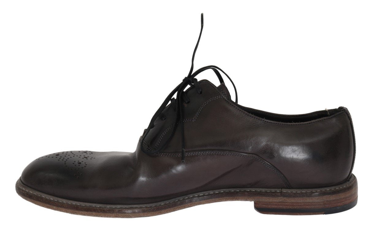 Brown Leather Wingtip Laceups Shoes