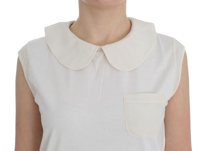 White cotton collar tank top