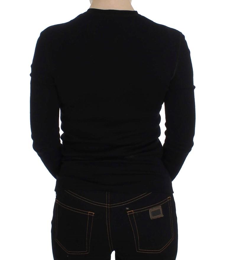 Black Long Sleeve Henley Sweater