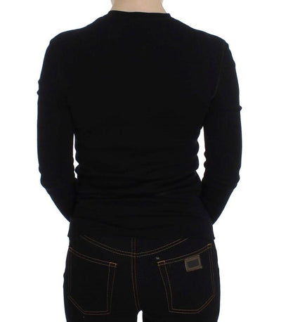 Black Long Sleeve Henley Sweater