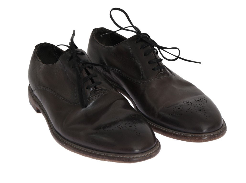 Brown Leather Wingtip Laceups Shoes