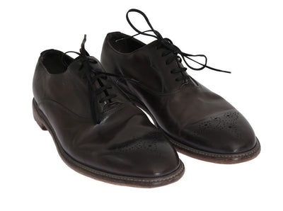 Brown Leather Wingtip Laceups Shoes