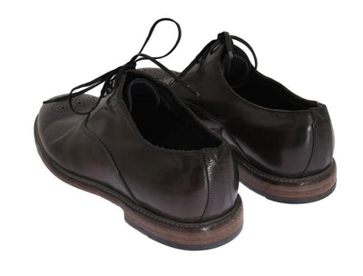 Brown Leather Wingtip Laceups Shoes