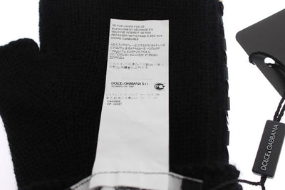 Black Cashmere Crystal Finger Less Gloves