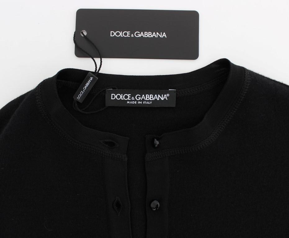 Black Long Sleeve Henley Sweater