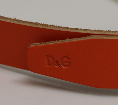 Orange Leather Logo Belt