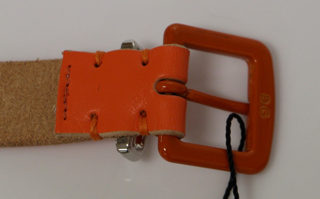 Orange Leather Logo Belt
