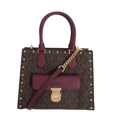 Brown/Plum BRIDGETTE Leather Tote Handbag
