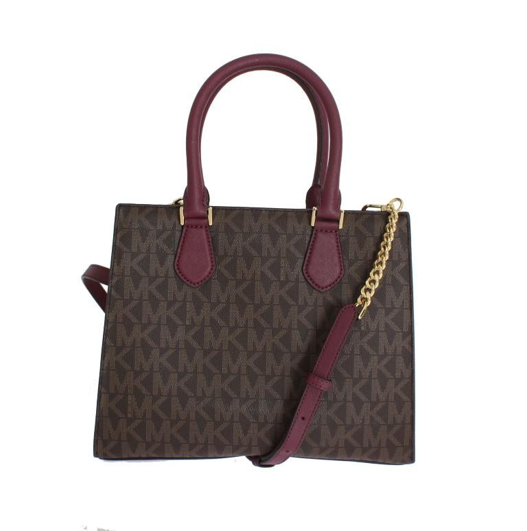 Brown/Plum BRIDGETTE Leather Tote Handbag