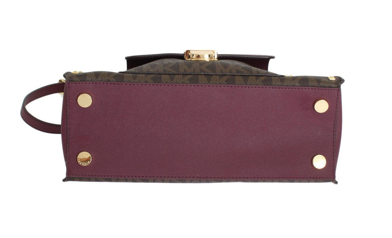Brown/Plum BRIDGETTE Leather Tote Handbag