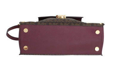 Brown/Plum BRIDGETTE Leather Tote Handbag