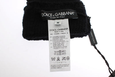 Black Knitted Cashmere Sequined Gloves