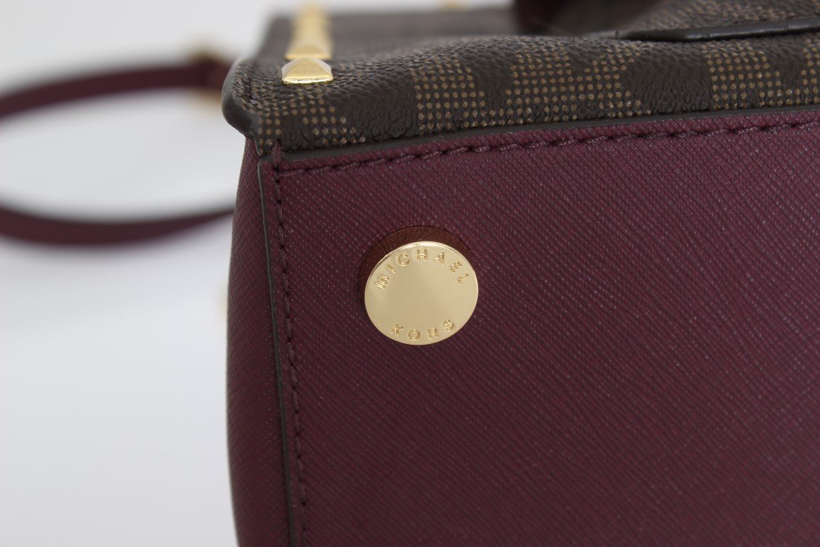 Brown/Plum BRIDGETTE Leather Tote Handbag