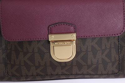 Brown/Plum BRIDGETTE Leather Tote Handbag