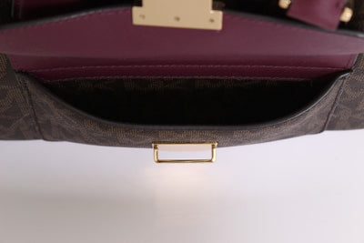 Brown/Plum BRIDGETTE Leather Tote Handbag