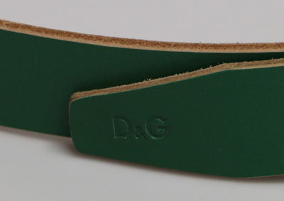 Green Leather Logo Belt