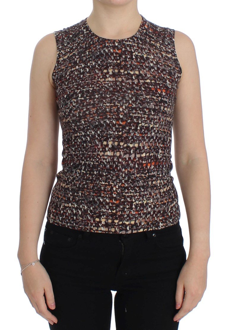 Multicolor knitted wool tank top
